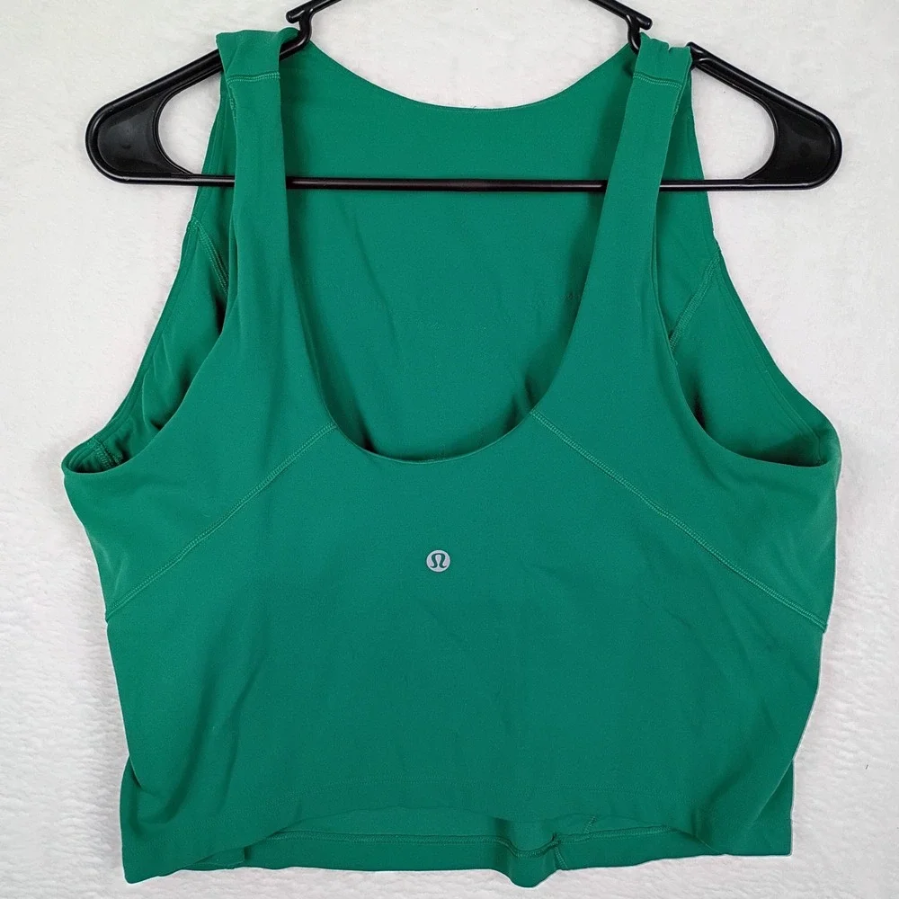 Lululemon Womens Green Athletic Crop Top Tank Yoga‎ Gym Workout Size Small